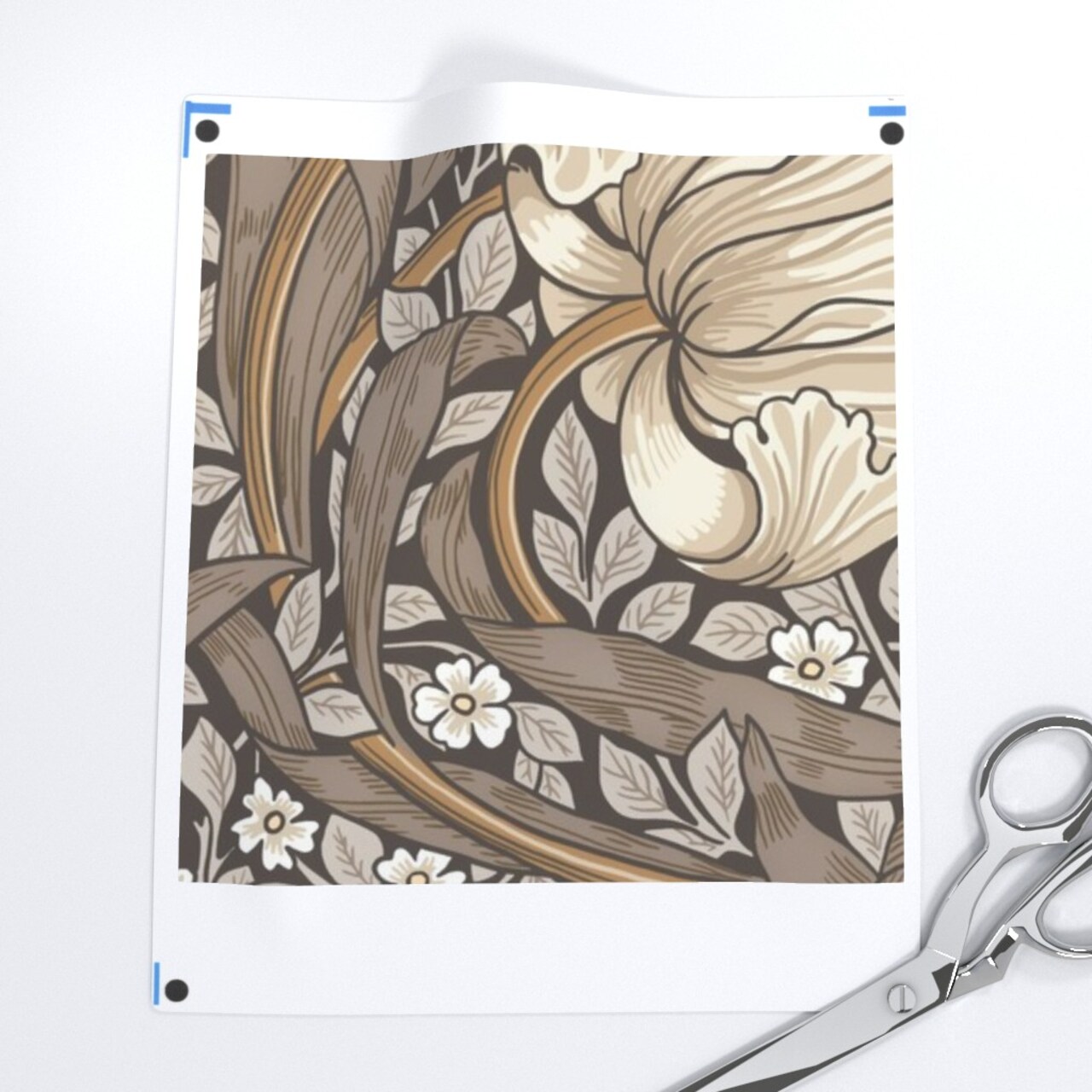 William Morris Vintage Neutral Victorian Art Nouveau Damask Floral Earth Tone Custom Printed Fabric by Spoonflower Various Fabrics by the Yard or Fat Quarter